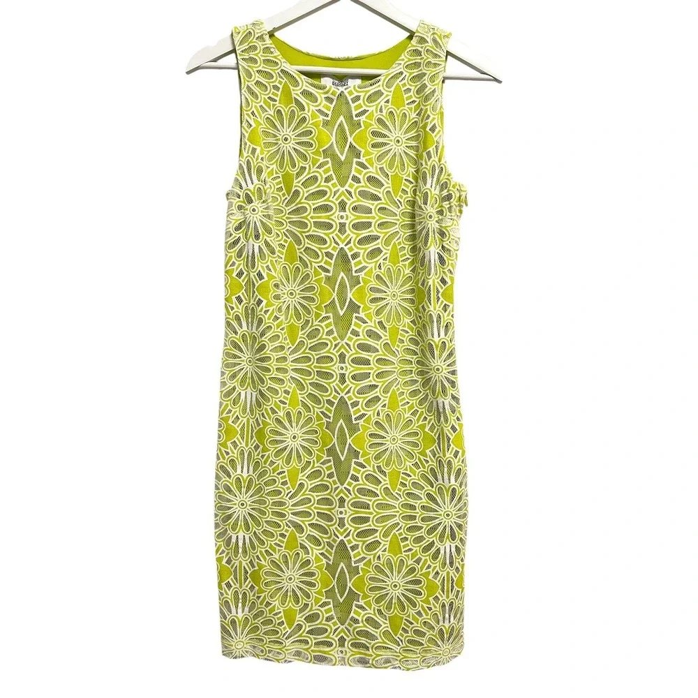 belle badgley mischka lace dress New Belle BADGLEY MISCHKA Women's Taupe Cream Vtg Lace Floral Print Dress Size 2